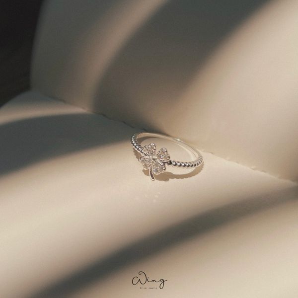  Nhẫn Đá Cỏ 4 Lá Thân Bi Trơn (Chiếc) 