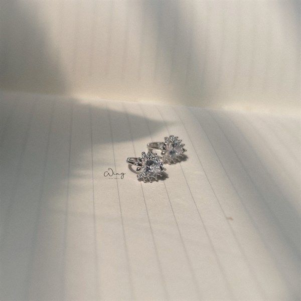  Khuyên Vòng Mặt Tim Đá Viền Nhọn (Đôi) 