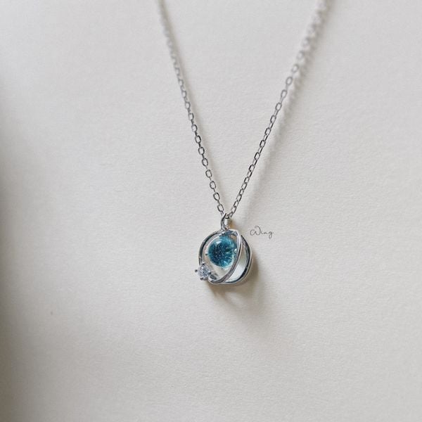  Dây Chuyền Sao Thổ Đá Xanh 