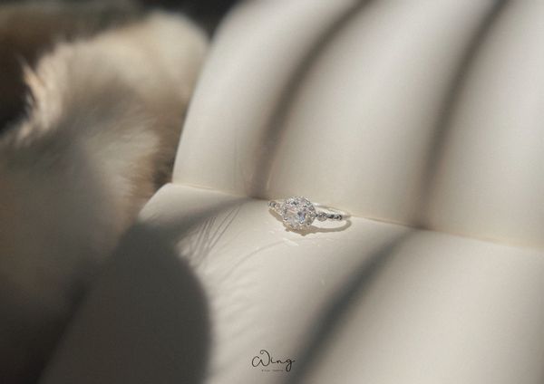  Nhẫn Đá Tròn Viền Đá Xung Quanh Hai Bên Đá Tròn 1 Ly Cổ Điển (Chiếc) 