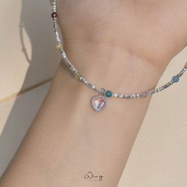  Dây Chuyền Hạt Bi Bạc Mặt Tim Hologram  (Chiếc) 