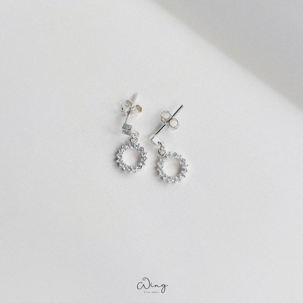  Khuyên Tai Đá Mặt Trời Hoạ Tiết Treo (Đôi) 