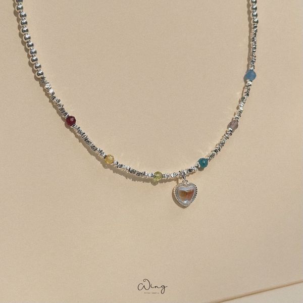  Dây Chuyền Hạt Bi Bạc Mặt Tim Hologram  (Chiếc) 