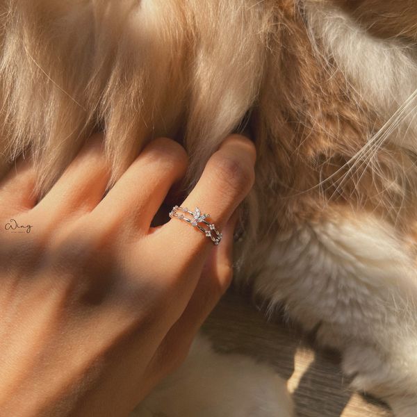  Nhẫn Bướm Đá Thân Kép (Chiếc) 