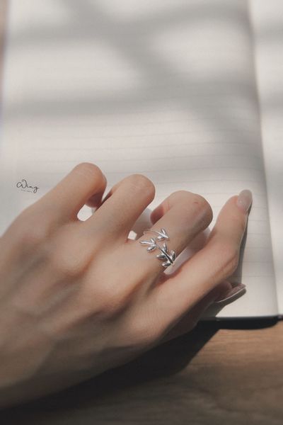  Nhẫn Lá Trơn Mo Tròn Free Size  (Chiếc) 