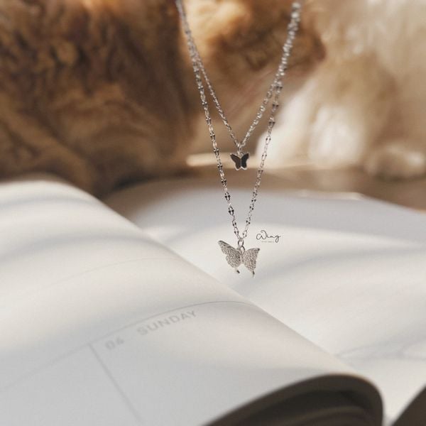  Dây Chuyền Cánh Bướm Dây Kép 