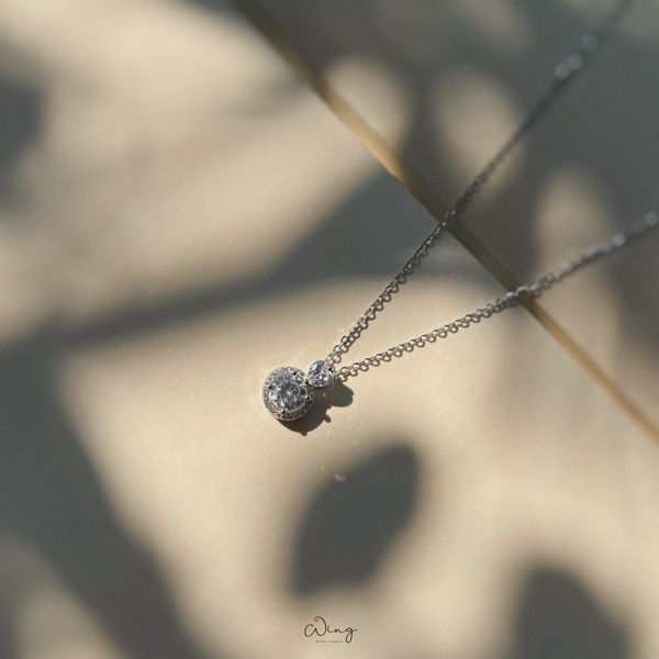  Dây Chuyền Mặt Đá Tròn Viền Đá Chóp Tim 