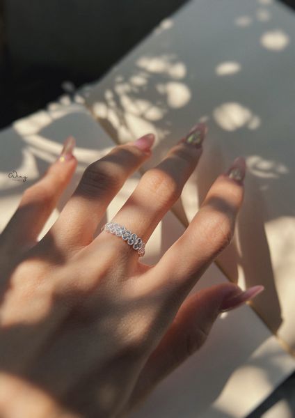  Nhẫn Mặt Hoa 4 Cánh Lấp Lánh Free Size (Chiếc) 