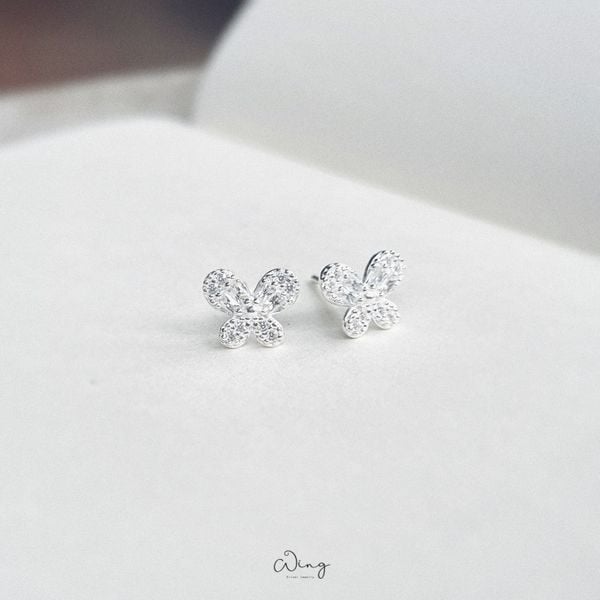  Khuyên Tai Bướm Tròn Gắn Đá (Đôi) 