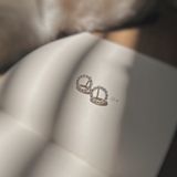  Khuyên Tai Viền Đá Tròn Rỗng 12mm (Đôi) 