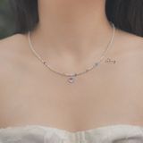  Dây Chuyền Hạt Bi Bạc Mặt Tim Hologram  (Chiếc) 
