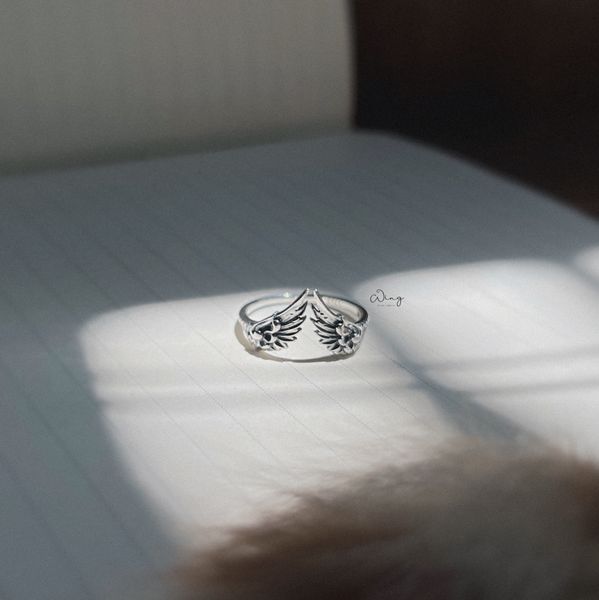  Nhẫn Bạc Họa Tiết Cánh Nhọn Chỉnh Size  (Chiếc) 