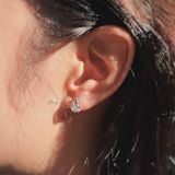  Khuyên Vòng Sát Tai Đá Vuông Trắng (Đôi) 