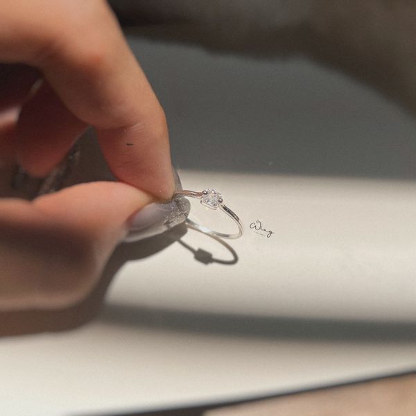  Nhẫn Đá Chữ Nhật Ngang Thân Trơn Đơn Giản (Chiếc) 