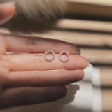  Khuyên Tai Viền Đá Tròn Rỗng 12mm (Đôi) 