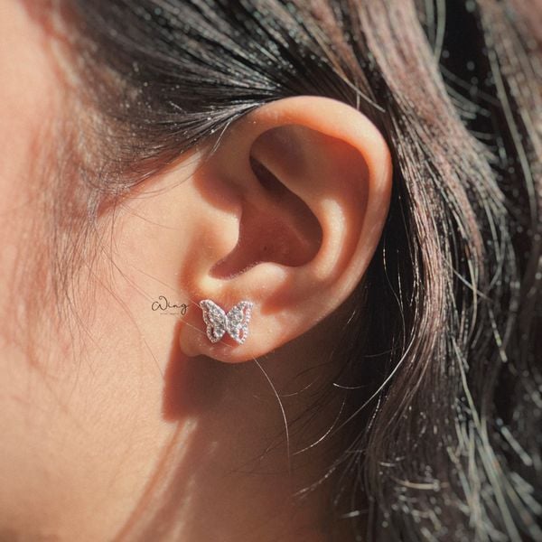  Khuyên Tai Bướm Gắn Đá Viền Nhỏ Dễ Thương 