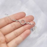 Lắc Tay Mặt Đá Tròn Họa Tiết Lá Chéo 