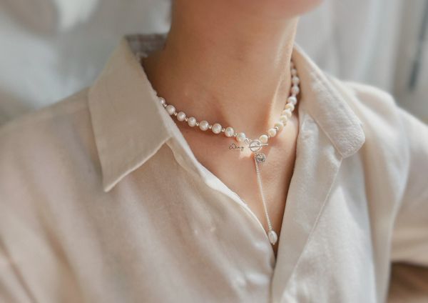  Dây Chuyền Ngọc Trai Phối Bi Bạc Khoá Hạt Đá Rơi (Chiếc) 