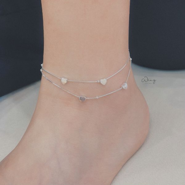  Lắc Chân 4 Tim Trơn Dây Kép 