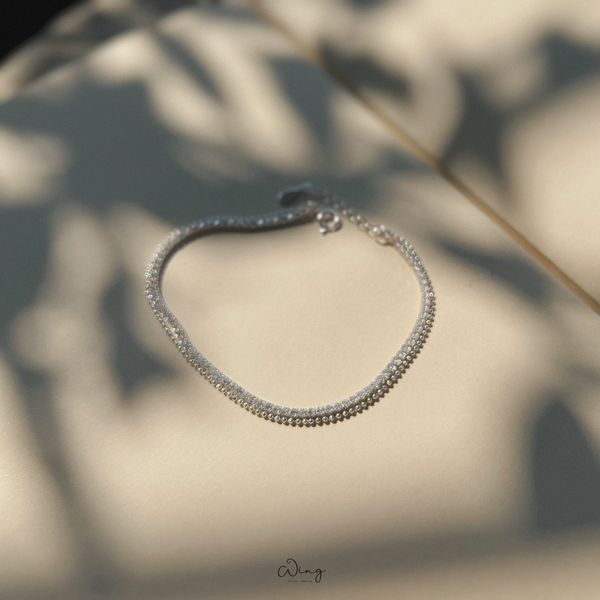  Lắc Tay Đá 1 Ly Phối Dây Bi Nhỏ Dây Kép 