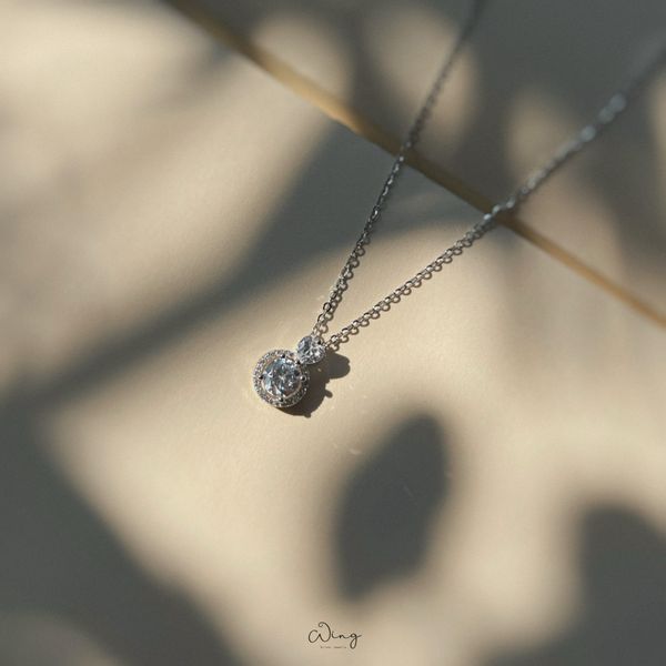  Dây Chuyền Mặt Đá Tròn Viền Đá Chóp Tim 