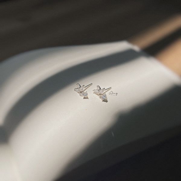  Khuyên Tai Cỏ 4 Lá Hạt Đá Rơi (Đôi) 