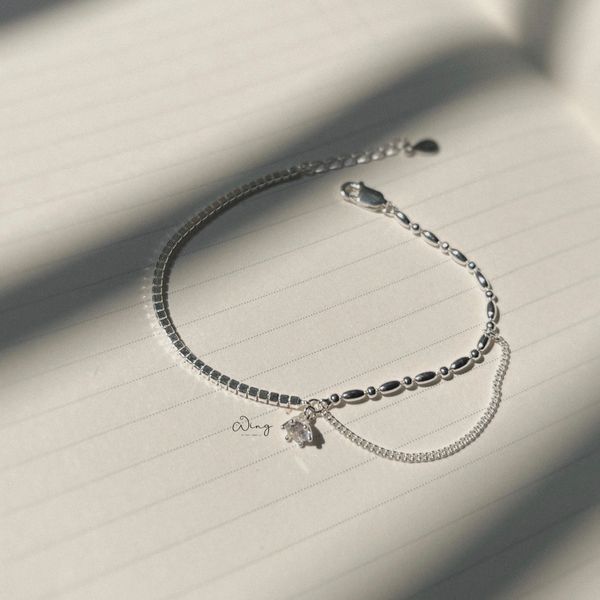  Lắc Tay Mặt Đá 6 Trấu Dây Trễ 