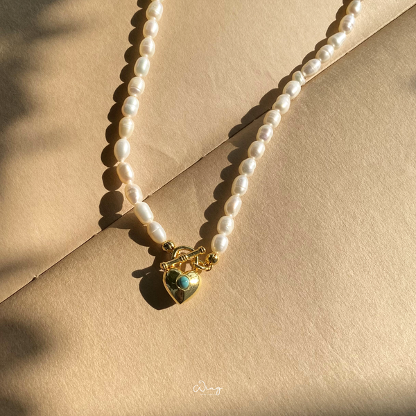  Dây Chuyền Ngọc Trai Mặt Khoá Tim (Chiếc) 