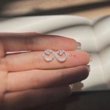  Khuyên Tai Vòm Tròn Ngược Đá Tròn Trang Trí (Đôi) 