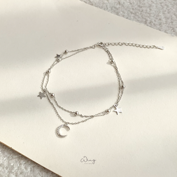  Lắc Chân Trăng Đá Sao Dây Kép 