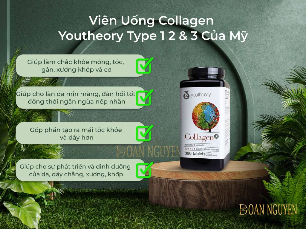Viên Uống Collagen Youtheory Type 1 2 & 3 Của Mỹ 390 viênCollagen 390 ...