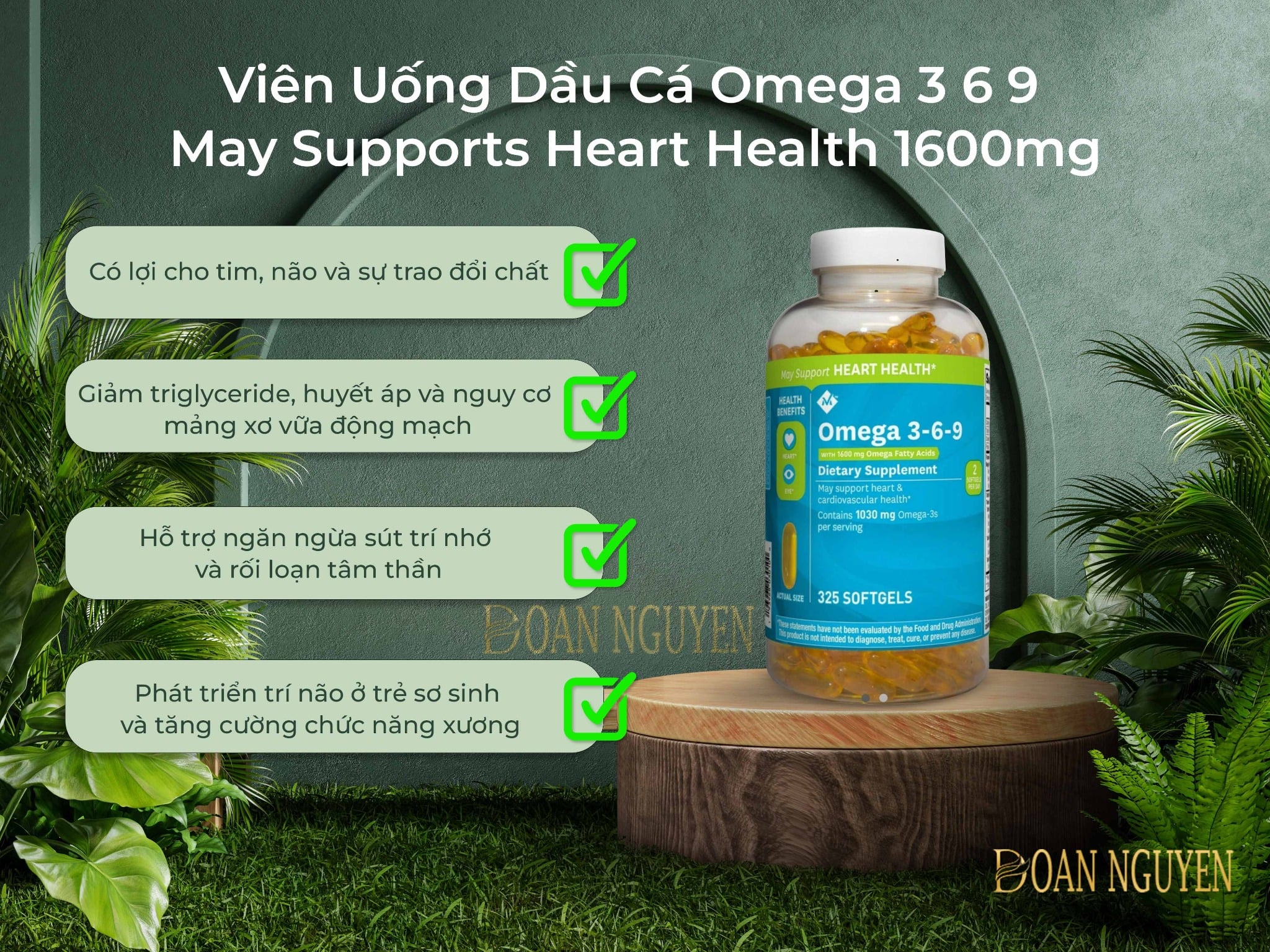 Viên Uống Dầu Cá Omega 3 6 9 May Supports Heart Health 1600mg Của Mỹ