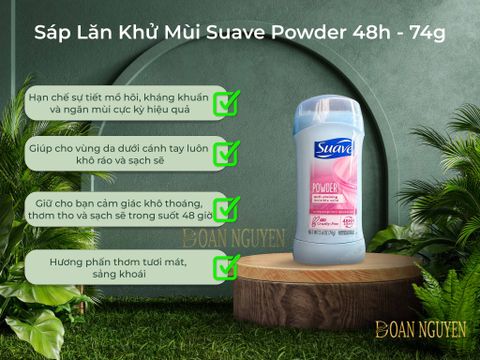 Sáp Lăn Khử Mùi Suave Powder 48h - 74g