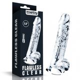 Dương vật giả dính tường trong suốt có bìu 19cm - Flawless Clear 
