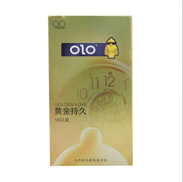 Bao cao su siêu mỏng kéo dài thời gian OLO 0.01 Gold Hộp 10 Cái