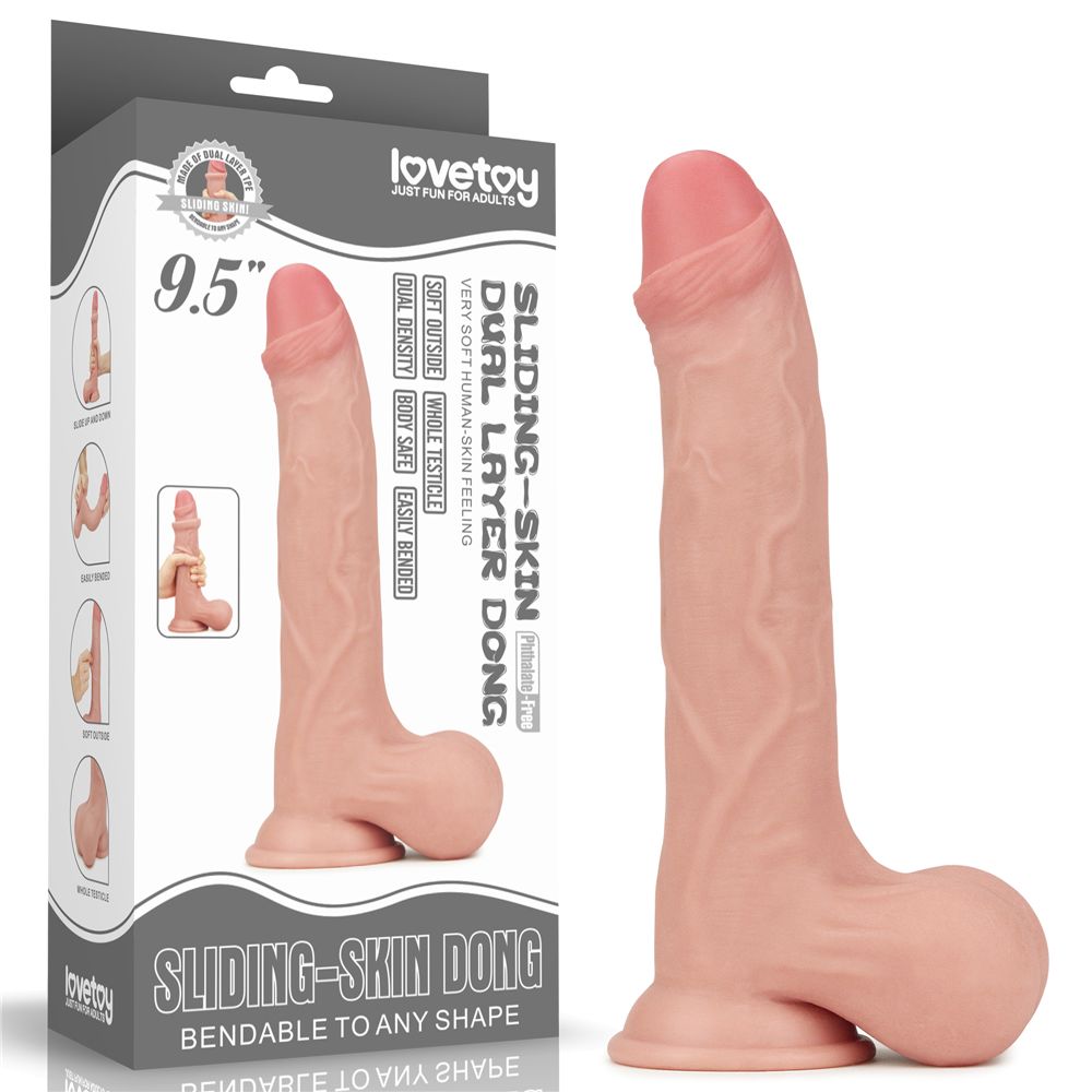 Dương vật giả dính tường silicone siêu mềm 9.5 inch Lovetoy Sliding Skin