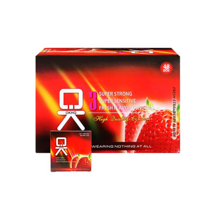  | OK | Bao cao su hương dâu | Hộp 144 Cái | 