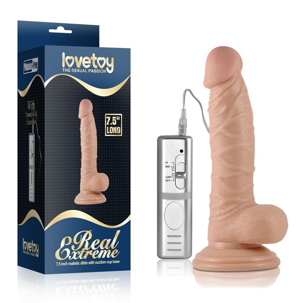 Dương vật giả dính tường có rung 19cm Lovetoy Real Extreme