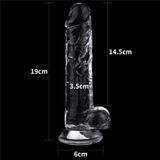  Dương vật giả dính tường trong suốt có bìu 19cm - Flawless Clear 