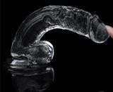  Dương vật giả dính tường trong suốt có bìu 19cm - Flawless Clear 