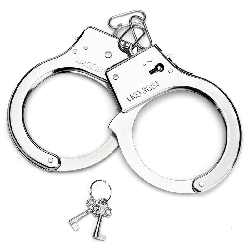 Còng tay số 8 Police bằng thép không gỉ mạ chrome kèm hai chìa khóa