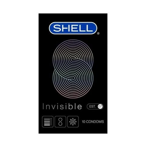 Bao cao su siêu mỏng Shell Invisible chống tuột, kéo dài Hộp 10 Cái