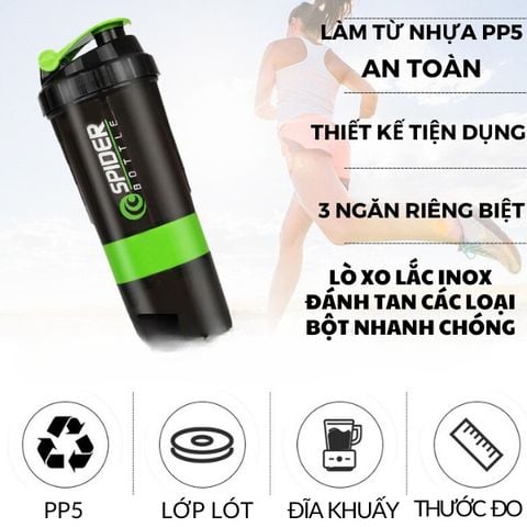 Bình lắc đa năng 500ml, dụng cụ không thể thiếu của người chơi thể thao