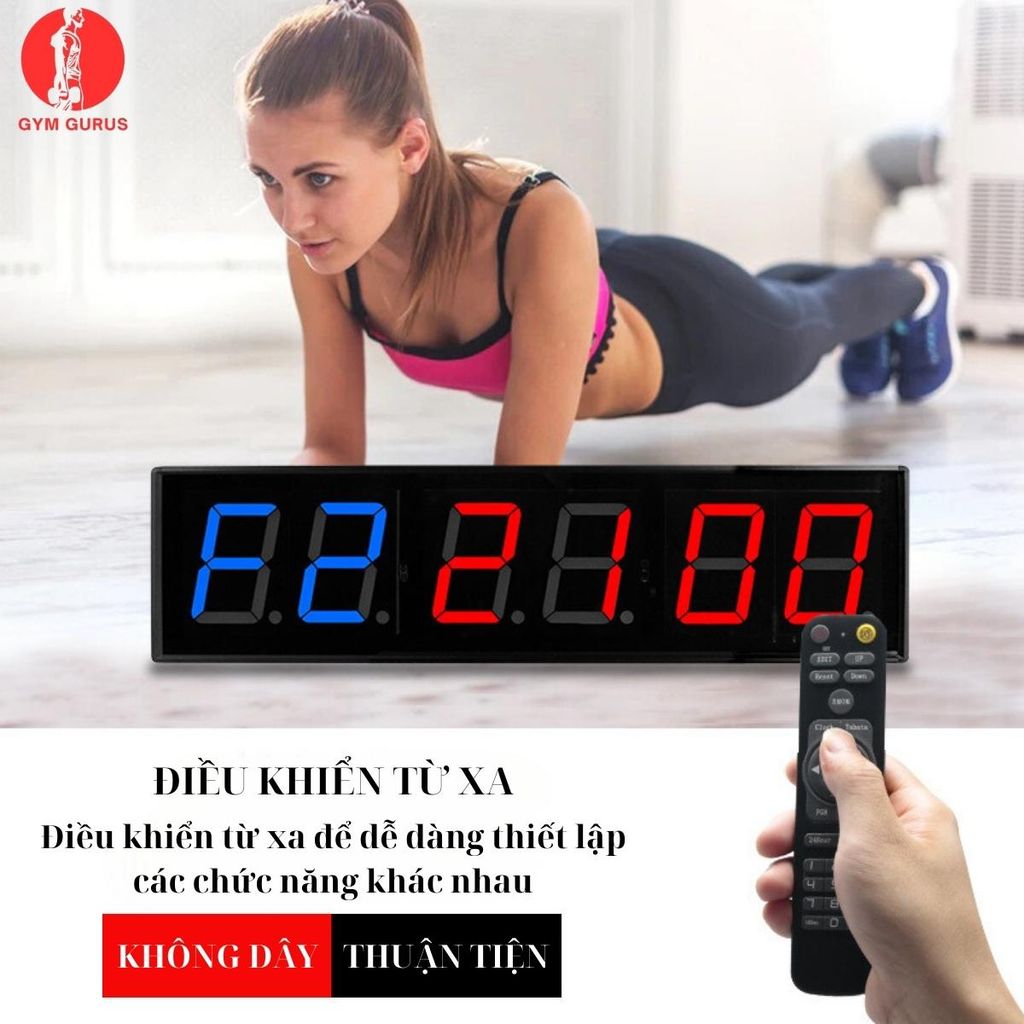 Bộ đồng hồ bấm giờ đếm người tập thể dục thể thao led gym hợp kim nhôm