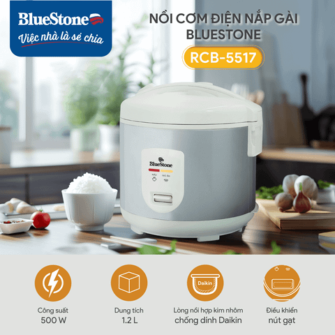  Nồi Cơm Điện Nắp Gài BlueStone RCB-5517 1.2 Lít 500W 