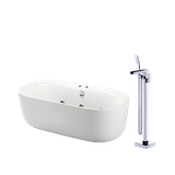  Combo bồn tắm chân yếm lập thể + vòi sen đứng bồn tắm nóng lạnh Caesar MT0770 + AS689C 