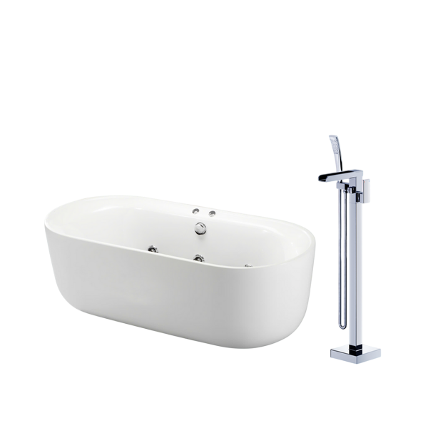 Combo bồn tắm chân yếm lập thể + vòi sen đứng bồn tắm nóng lạnh Caesar Bùi Minh
