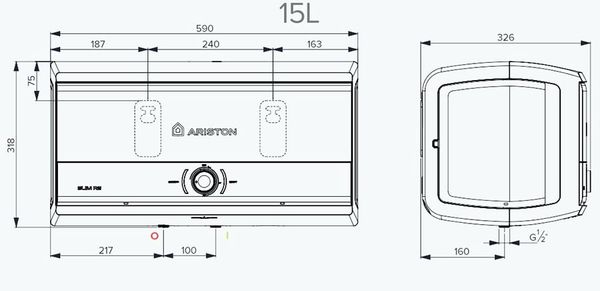 Bình nóng lạnh Ariston 15 lít SL3 15RS thiết bị vệ sinh Bùi Minh