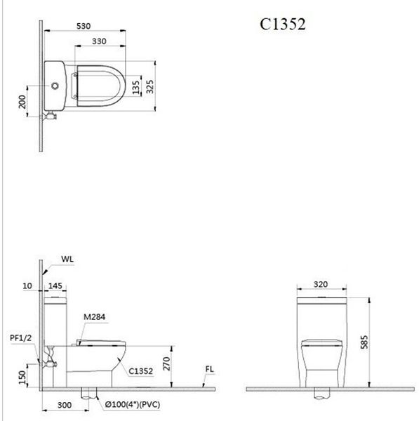 Bàn cầu 1 khối Caesar C1352 - Bùi Minh