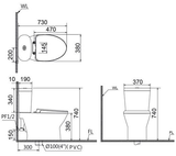  Bàn cầu 2 khối Caesar CD1320 (Không nắp) + Nắp rửa điện tử TAF400H 